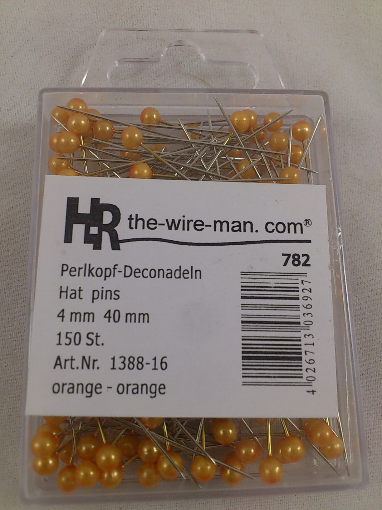 Colored pins 4 mm 150 p. orange